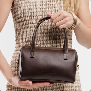 NWOT Portland Leather Sloan Small Dark Brown Grizzly Top Zip Doctor Satchel Bag